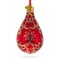 Golden Flowers on Red Waterdrop Finial Glass Christmas Ornament